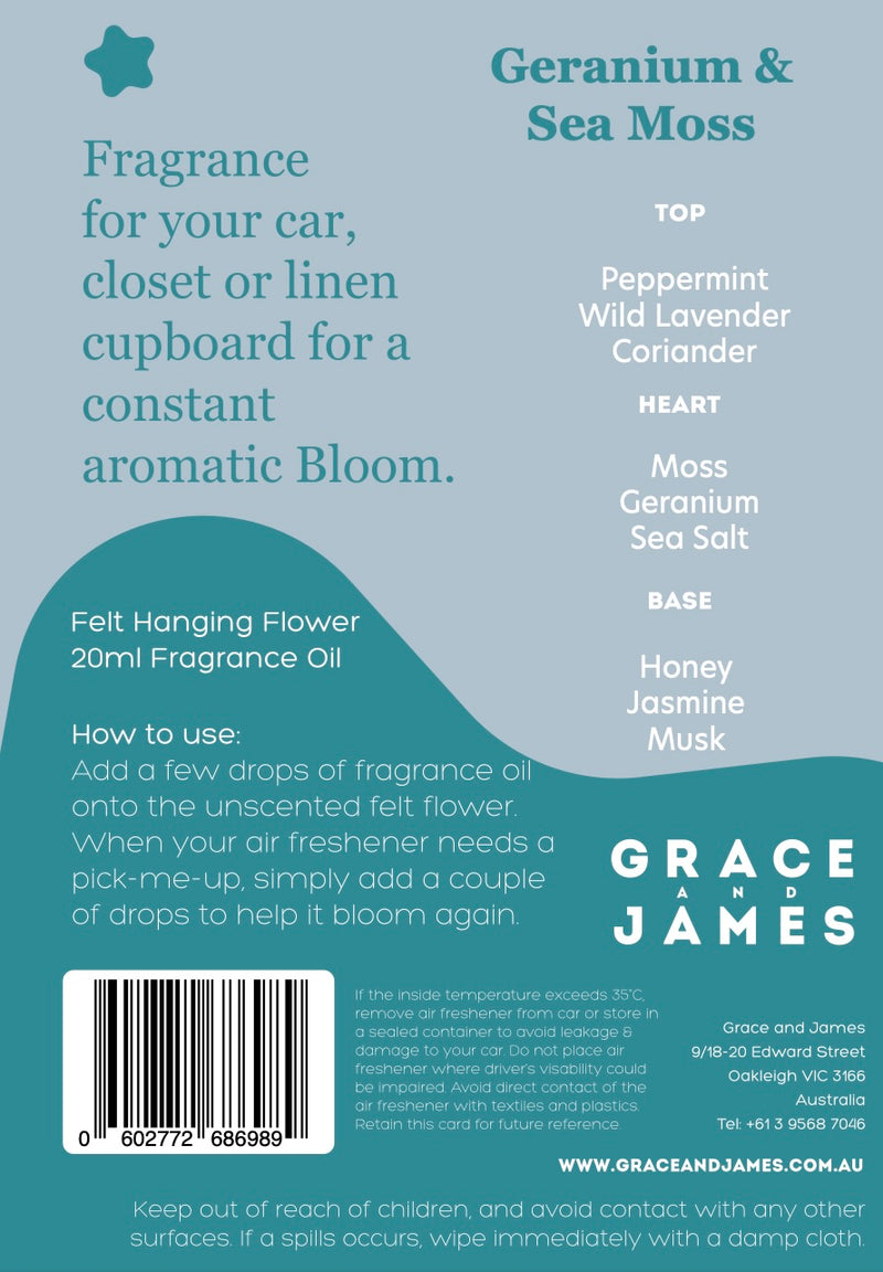Geranium & Sea Moss - Felt Air Freshener