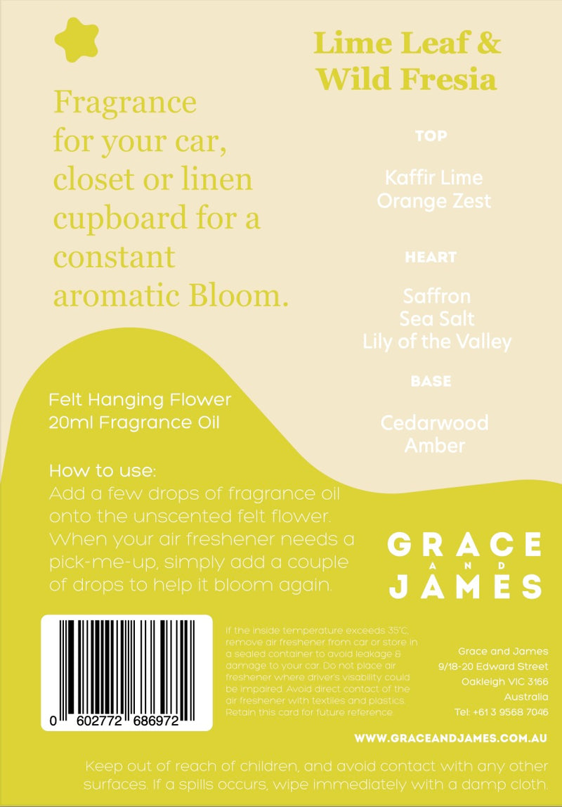Lime Leaf & Fresia - Felt Air Freshener