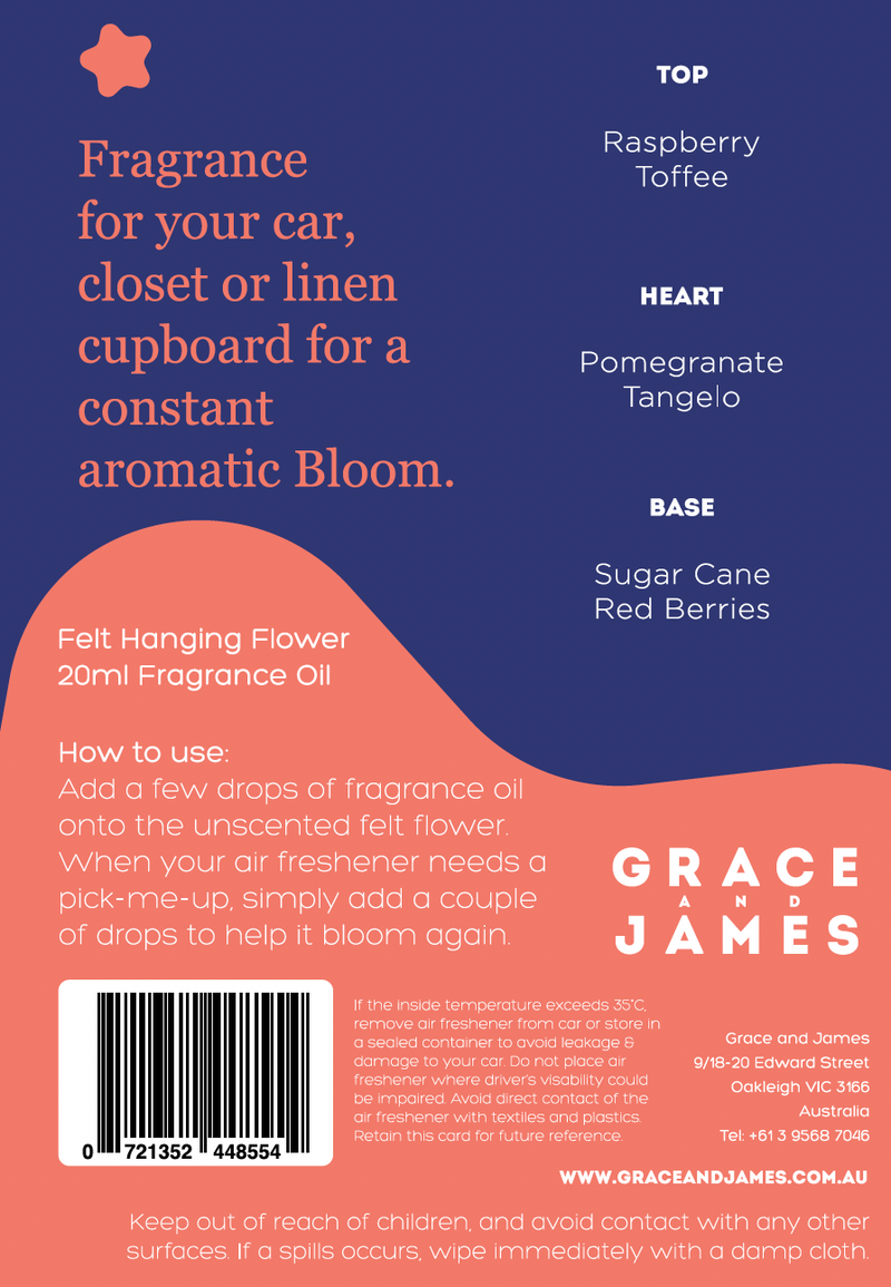 Raspberry & Pomegranate - Felt Air Freshener